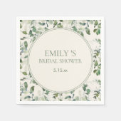 セージグリーンユーカリ葉スクリームブライダルシャワー スタンダードカクテルナプキン (正面)