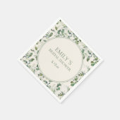 セージグリーンユーカリ葉スクリームブライダルシャワー スタンダードカクテルナプキン (角)