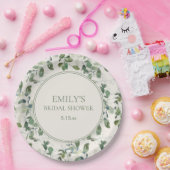 セージグリーンユーカリ葉スクリームブライダルシャワー ペーパープレート (パーティー)