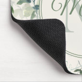 セージグリーンユーカリ葉スクリームモノグラム名 マウスパッド (コーナー)