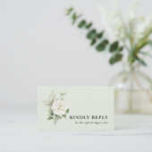セージグリーンユーカリ＆QRコード結婚式RSVP エンクロージャーカード (スタンド正面)