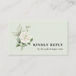 セージグリーンユーカリ＆QRコード結婚式RSVP エンクロージャーカード