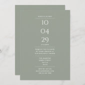 セージグリーンリハーサルのディナーデート 招待状 (正面/裏面)