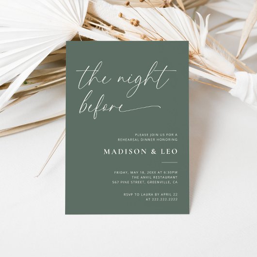 セージグリーンリハーサルディナー招待状 招待状