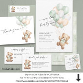 セージグリーンリボンシャワー付きテディベア ラベル