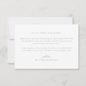 セージグリーンリージェンシーフローラクレストモノグラム結婚ズ サンキューカード (裏面)