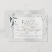 セージグリーンリーフェイスアラバスターダリアウォーターカラーウォッシュ 出欠カード (正面/裏面)