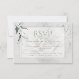 セージグリーンリーフェイスアラバスターダリアウォーターカラーウォッシュ 出欠カード