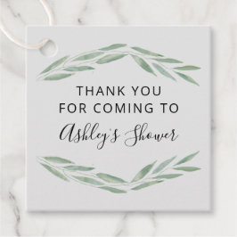 セージグリーンリーブライダルシャワーサンキューユア フェイバータグ