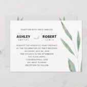 セージグリーンリー結婚式招待状、植物学 招待状 (正面/裏面)