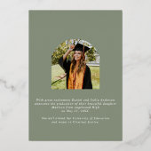 セージグリーンレインボーアーチとスターズ卒業 箔招待状 (裏面)