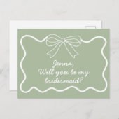 セージグリーンレトロ波状花嫁の提案 ポストカード (正面/裏面)