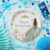 セージグリーンロイヤルキンセアニラ16th ペーパープレート (パーティー)