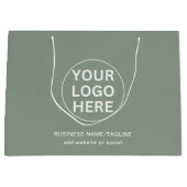 セージグリーンロゴ&文字lプロフェッショナルブランド ラージペーパーバッグ (正面)