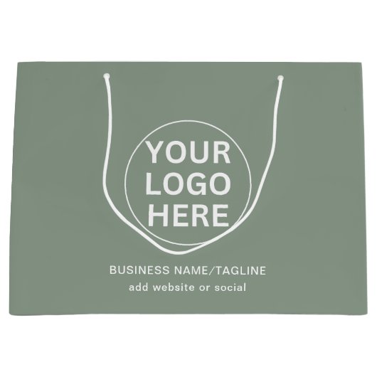 セージグリーンロゴ&文字lプロフェッショナルブランド ラージペーパーバッグ (正面)