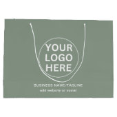 セージグリーンロゴ&文字lプロフェッショナルブランド ラージペーパーバッグ (裏面)