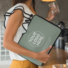 セージグリーンロゴ&文字lプロフェッショナル事業 ラップトップスリーブ
