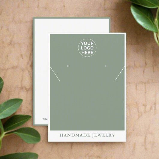 セージグリーンロゴlイヤリングネックレスジュエリー コーリングカード