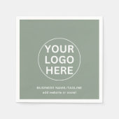 セージグリーンロゴlプロフェッショナル企業のイベント スタンダードカクテルナプキン (正面)