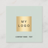 セージグリーンロゴQRコードSNS スクエア名刺 (正面)