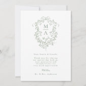 セージグリーンロマンフランスのティックフローラクレスト写真 サンキューカード (裏面)