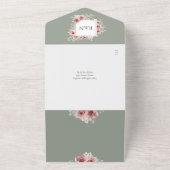 セージグリーンローズの花束QRコードウェディング オールインワン招待状 (外側)