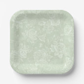 セージグリーンローズガーデンパーティー ペーパープレート (正面)