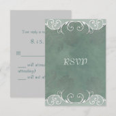セージグリーンローズ ウェディング RSVP 備考 (正面/裏面)
