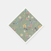 セージグリーンワイルドフラワーエレガントブライダルシャワー スタンダードカクテルナプキン (角)