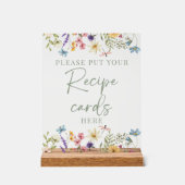 セージグリーンワイルドフラワーズブライダルシャワーレシピサイン アクリルサイン (正面)