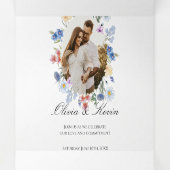 セージグリーンワイルドフラワートリフォールド結婚式招待状 三つ折り招待状 (内部中)