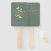 セージグリーンワイルドフラワーフローラ結婚式 プログラムファン ハンドファン (正面&裏面)