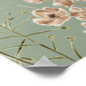 セージグリーンワイルドフラワーブライダルシャワーウェルカムサイン ポスター (角)