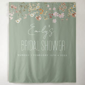 セージグリーンワイルドフラワーブライダルシャワーガーデン開花 タペストリー