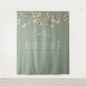 セージグリーンワイルドフラワーブライダルシャワーガーデン開花 タペストリー (正面)