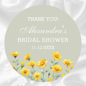 セージグリーンワイルドフラワーブライダルシャワーサンキューサンキュー ラウンドシール