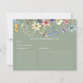 セージグリーンワイルドフラワーブライダルシャワーレシピカード (正面)