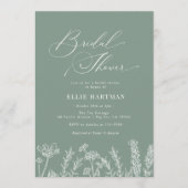 セージグリーンワイルドフラワーブライダルシャワー招待 招待状 (正面)