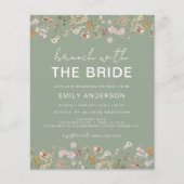 セージグリーンワイルドフラワーブライダルブランチ招待状 (正面)