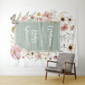 セージグリーンワイルドフラワーベビーイン開花シャワーウェルカム タペストリー (インサイチュ(横))