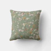 セージグリーンワイルドフラワーベビーイン開花フローラ クッション (裏面)