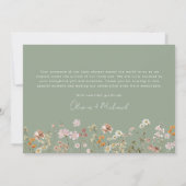 セージグリーンワイルドフラワーベビーイン開花ベビーシャワー サンキューカード (裏面)