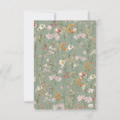 セージグリーンワイルドフラワーベビーイン開花ベビーシャワー サンキューカード (裏面)
