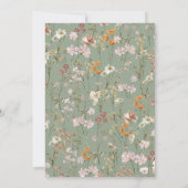 セージグリーンワイルドフラワーベビーイン開花ベビーシャワー サンキューカード (裏面)