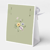 セージグリーンワイルドフラワーベビーイン開花ベビーシャワー フェイバーボックス (裏面サイド)