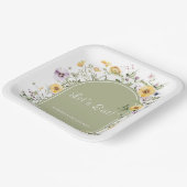 セージグリーンワイルドフラワーベビーイン開花ベビーシャワー ペーパープレート (傾斜あり)