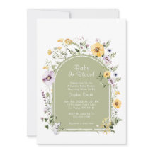 セージグリーンワイルドフラワーベビーイン開花ベビーシャワー