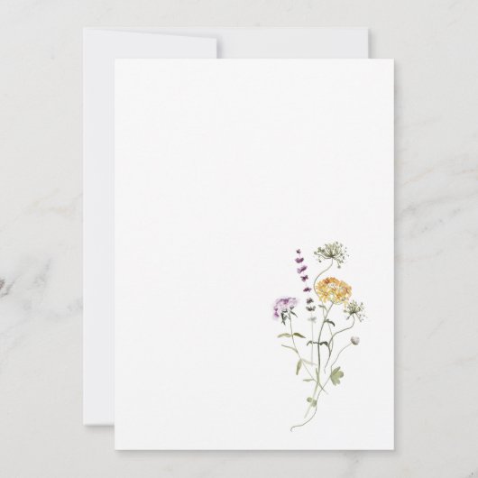 セージグリーンワイルドフラワーベビーイン開花ベビーシャワー 招待状 (裏面)