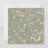 セージグリーンワイルドフラワーベビーイン開花ベビーシャワー 招待状 (裏面)