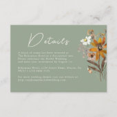 セージグリーンワイルドフラワーボホ結婚の詳細 エンクロージャーカード (正面)